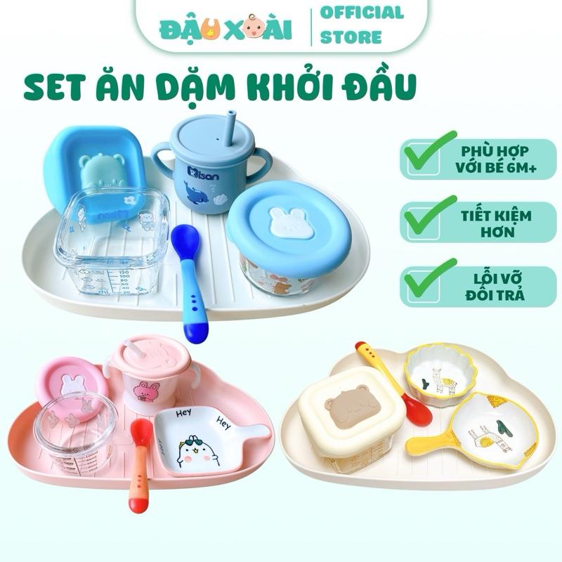 8/8 Bộ Set ăn dặm khởi đầu cho bé hũ thuỷ tinh, bát sứ, thìa cho bé Kem Đậu Xoài shop