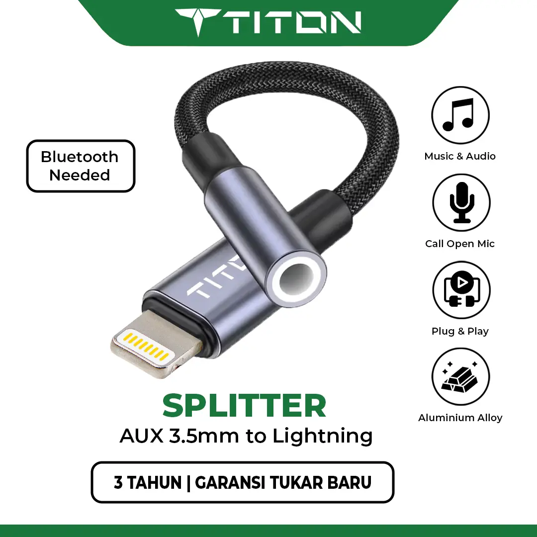 Titon Converter Lightning to 3.5mm Audio Splitter iPhone Adapter Call Music Control Connector Adaptor OTG