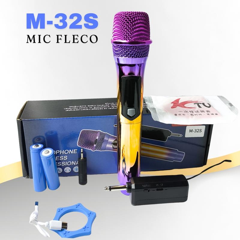 Microphone Professional Wireless Mic Fleco M-32S Single High Quality  Jack Besar 6.5mm dan adapter jack kecil 3.5mm 0