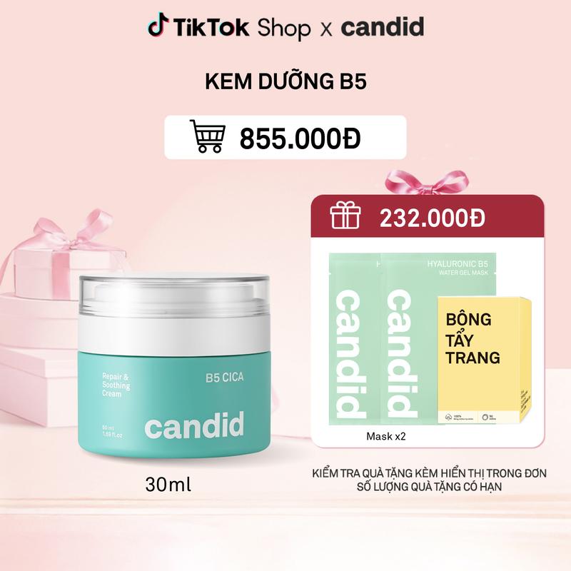 [Candid x KOL] KEM DƯỠNG ẨM PHỤC HỒI CANDID B5 CICA REPAIR AND SOOTHING CREAM 50ML(KIỂM TRA QUÀ TẶNG KÈM TRONG ĐƠN)