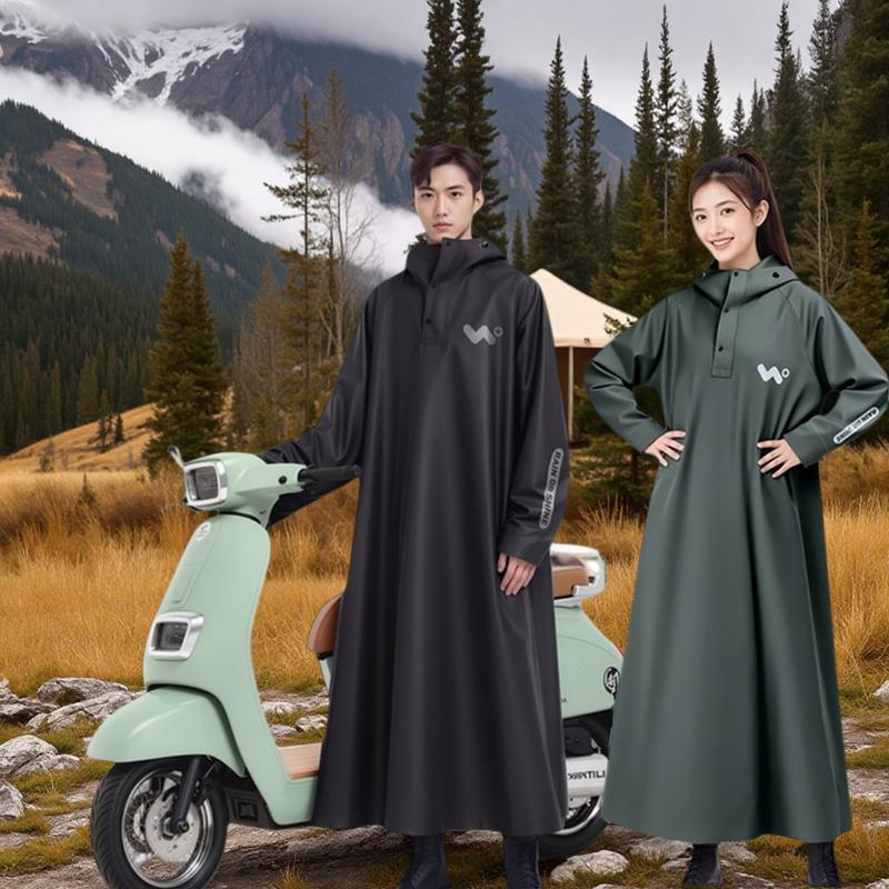 DHF Áo Mưa Xe Máy Bộ Người Lớn Trùm Toàn Thân PVC Cao Cấp Nam Măng Tô Nữ 1 Người Nửa Trước Trong Suốt Đồng Độ Dày 0,18MM Chất Liệu PVC Tiện Lợi