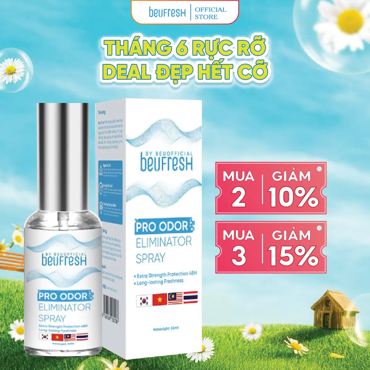 Beufresh Pro Xịt Khử Mùi Toàn Thân Tay Chân Nách Cho Nam, Nữ Cảm Giác Dễ Chịu, Hỗ Trợ Giảm Thiểu Mồ Hôi Không Bị Ố Vàng - Xn001