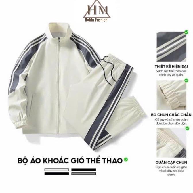 Bộ quần áo thể thao dành cho cả nam và nữ chất liệu vải gió tráng cản gió cản bụi
