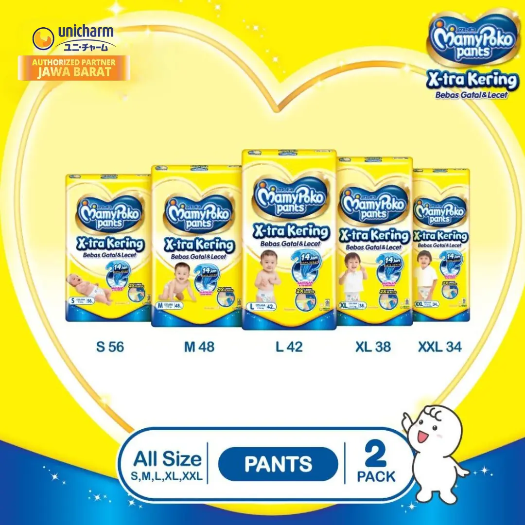[Exclusive Azriel Kids] Jawa Barat - MamyPoko Pants X-tra Kering - Popok Celana All Size (S-XXL) 2 Pack - Ultra Jumbo