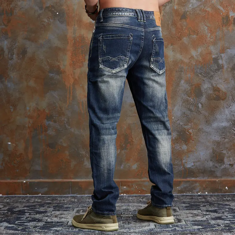 MÃ 1025. Quần jean Nam, Denim Dày Dặn, Co Giãn, Màu Xanh Đậm, Thiết kế Đơn Giản Dành Cho Đàn Ông Trưởng Thành. Menswear 2
