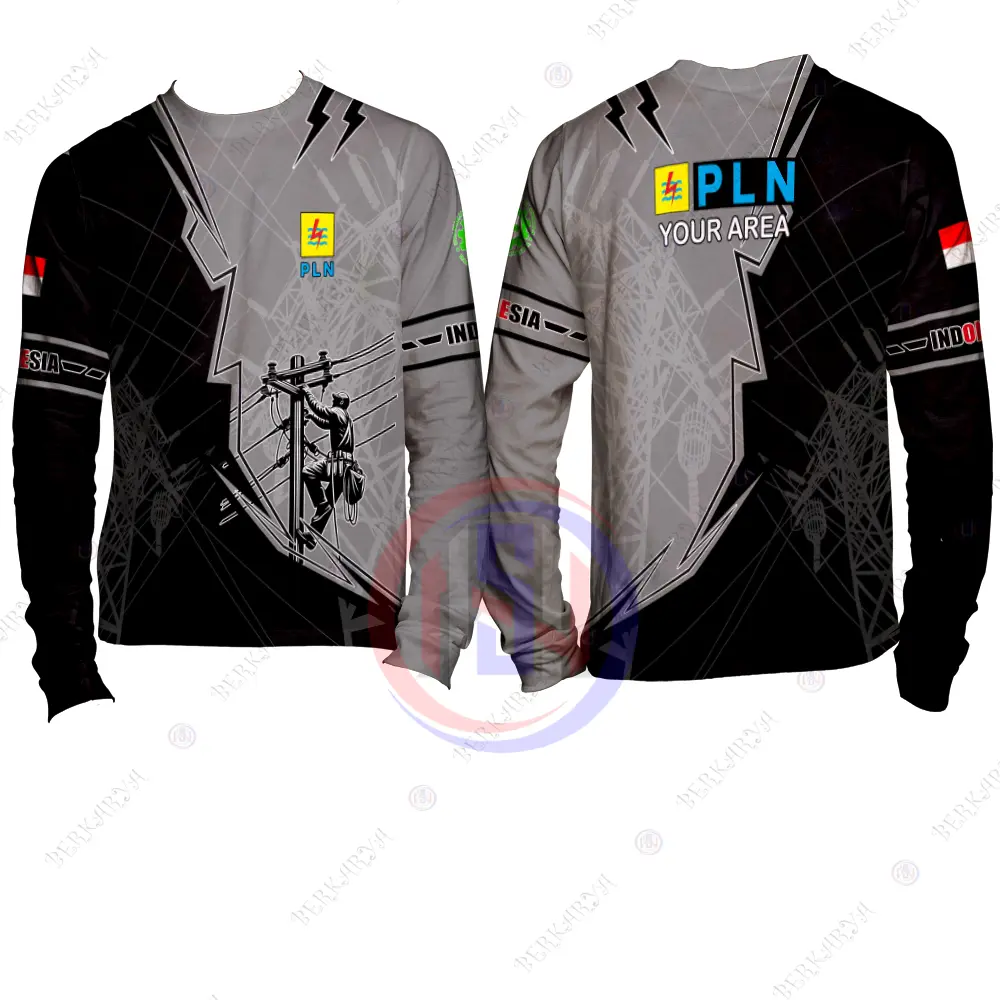 Kaos PLN lengan panjang Baju Jersey PLN Listrik Indonesia Pintar Kaos Pria Seragam PLN Fullprint Atasan