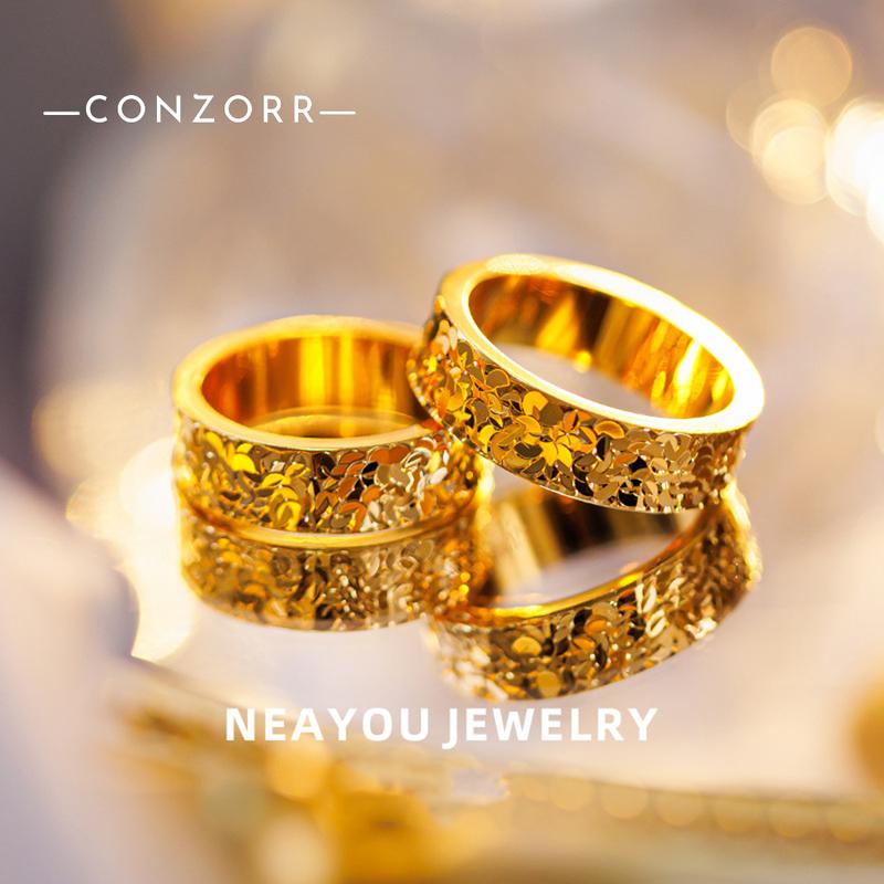 Nhẫn Đá Nghiền Không Phai Màu, Dành Cho Nam Và Nữ, Phong Cách Luật Cổ Trang Đầy Sao, Nhẫn Đôi