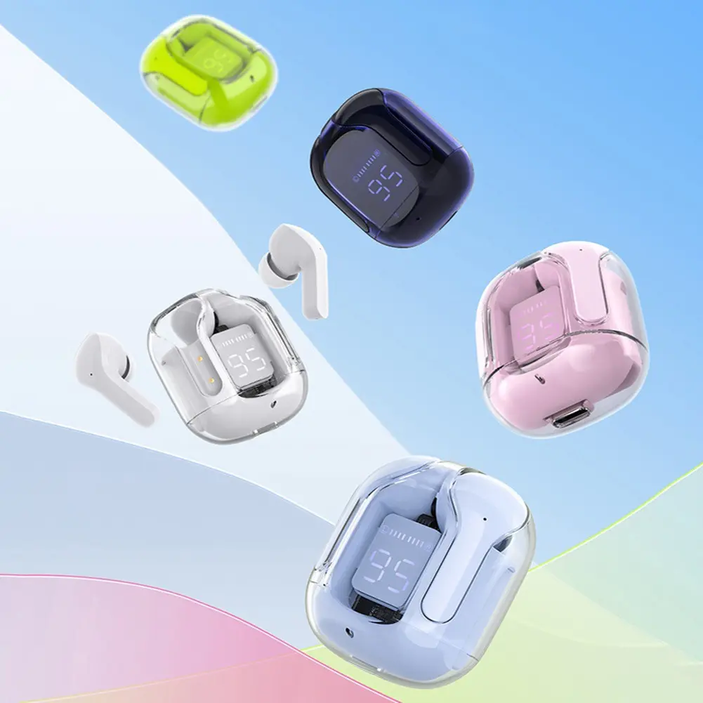 Tai nghe KY8 PRO [3 Quà tặng] 1 Vỏ silicon+1 Dây buộc+1 Bao tay chơi game, Thân trong suốt, Âm  thanh nổi không dây thực sự với màn hình kỹ thuật số, Micrô tích hợp | BigBuy360 - bigbuy360.vn