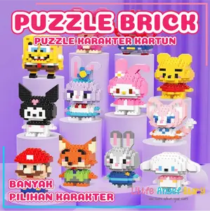 Mainan anak PUZZLE BALOK SUSUN 3D DIY  Mainan Edukasi Bayi Puzzle Brick Kartun Karakter Hadiah Toy Gift Nano Blok PO
