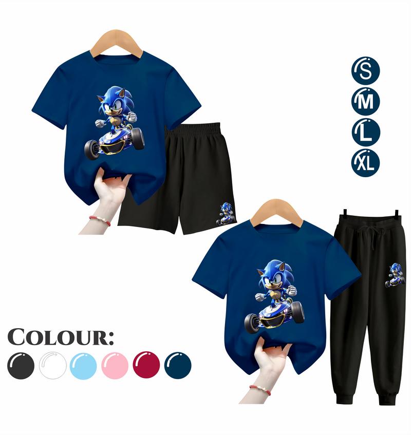 Product Introduction of Baju Setelan Anak Laki Laki - Pakaian Kaos dan Celana Fashion Anak Cowok Usia 5-15 Tahun - Motif SONIC Putih 48