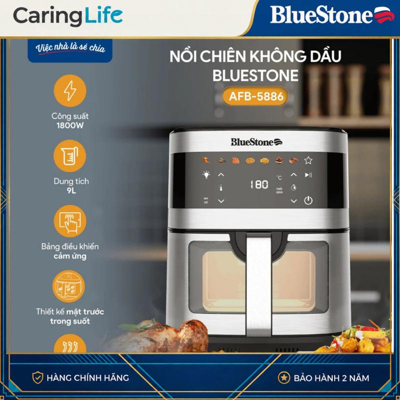 Nồi Chiên Không Dầu BlueStone AFB-5886 l 9 Lít l 1800W - Hàng chính hãng Bảo hành 24 tháng