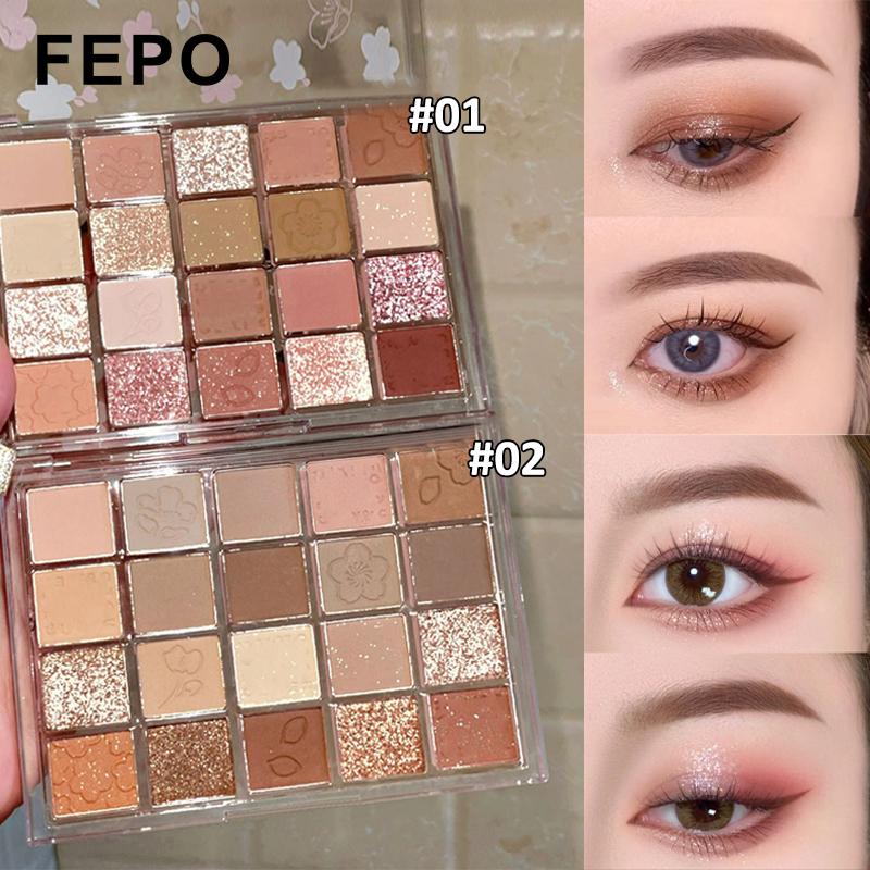 FEPO Bảng phấn mắt 20 màu lì tông đất hoa anh đào siêu đẹp 80g