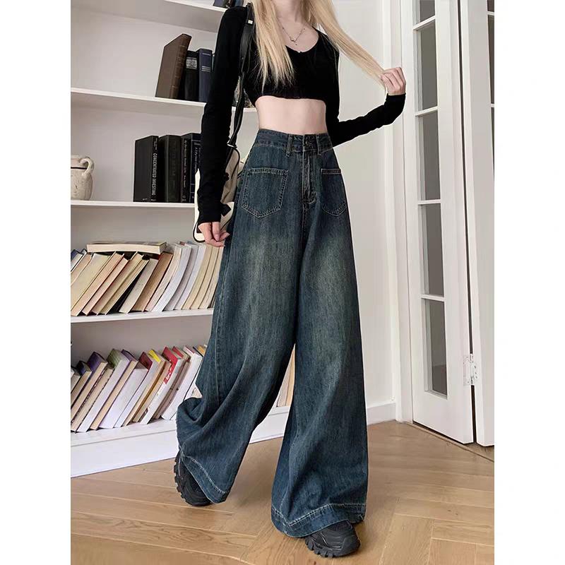 Product Introduction of COD LULU Biru Retro High Waist Kuolt Celana Jeans Panjang Wanita 5