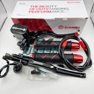 ￼Paket 4in1 Master Rem Tabung Tipe Kotak + Handgrip Sisik + Jalu Stang Cnc + Selang Rem 95cm Universal Semua motor