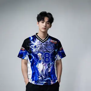 Jersey Dewasa Killua hxh Biru Unisex Streetwear Dryfit Retro Vintage Hockey Bahan Adem Halus Full Printing