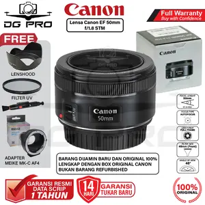 Lensa Canon EF 50mm F1.8 STM - Fix Lens EF 50mm F/1.8 STM Bokeh Canon for DSLR Garansi Resmi