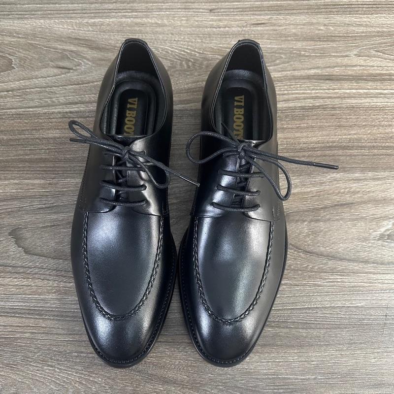 Giày Nam Apron Toe Derby Buộc Dây Đế Phíp Gỗ Dainite, Da Bò Thật Đế Khâu Tăng Chiều Cao Đi Vững Chân Thương Hiệu Viboots