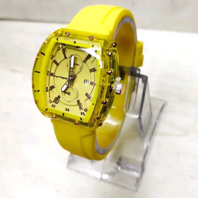 jam tangan wanita terlaris baut model oval strap rubber Analog Elegan Hadiah 6