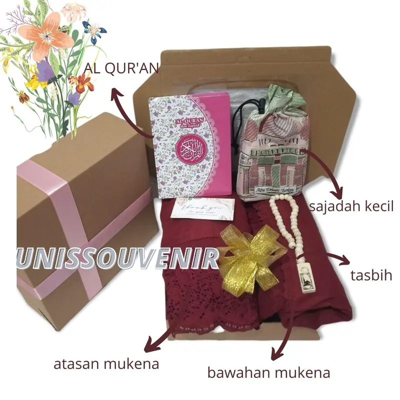Unisouvenir Hampers Mukena Khadijah Series Lebaran Hadiah Cewe Kado Wedding Muslim Sajadah Kecil Elegan Warna Pilihan Bahan Berkualitas Tinggi 2