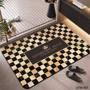 Keset Kaki Kamar Mandi Anti Slip Menyerap Air 40x60cm Karet Premium Motif Geometris UTM 107 Cocok Untuk Dapur & Ruang Tamu