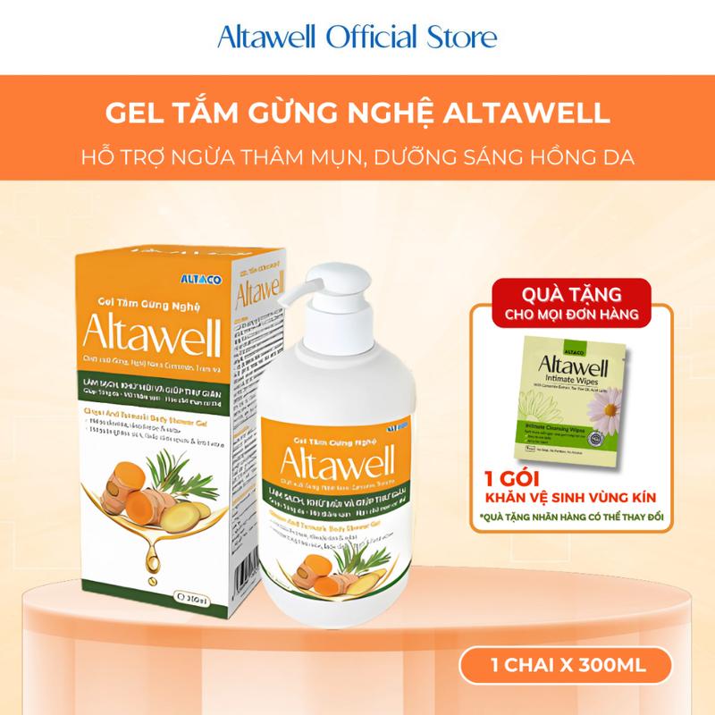  Gel Tắm Gừng Nghệ Altawell Hỗ Trợ Làm Sạch & Khử Mùi Ngừa Mụn Sáng Da THÀNH PHẦN GỪNG NGHỆ HỖ TRỢ LÀM ẤM PHÙ HỢP Cho Mẹ Bầu & Sau Sinh 