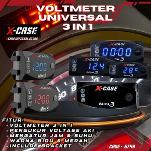 Volt Meter 3in1 Digital Waterproof voltmeter 3 in 1 Aki Motor Suhu Jam temperatur Ac Dc motor