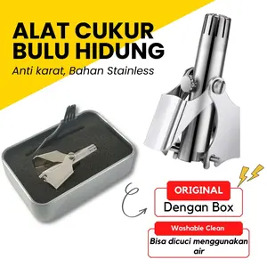 Alat Cukur Bulu Hidung Manual Nose Trimmer Bahan Stainless Steel Box Sikat
