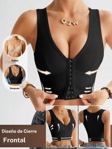 Sujetador moldeador con botón frontal, modelado corporal, efecto reductor, sujetador deportivo sin aros para fitness, realza el pecho grande y lo hace parecer más pequeño, uso diario, cita
