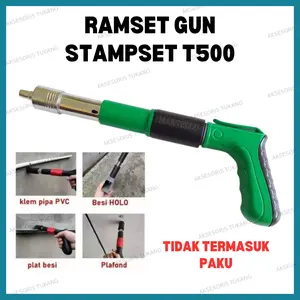 Ramset Gun Stampset T500 Alat Paku Tembak Beton Nail Gun 7.3mm Baja Dinding Semen