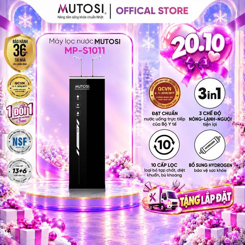 Máy Lọc Nước RO Nóng - Lạnh - Nguội 10 Lõi MUTOSI MP-S1011 - Bảo Vệ Sức Khỏe Gia Đình, Nước Khỏe Chuẩn Nhật