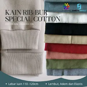 Kain Rib Katun Lembut Elastis Jaket Hoodie Sweater Crewneck Crop Top