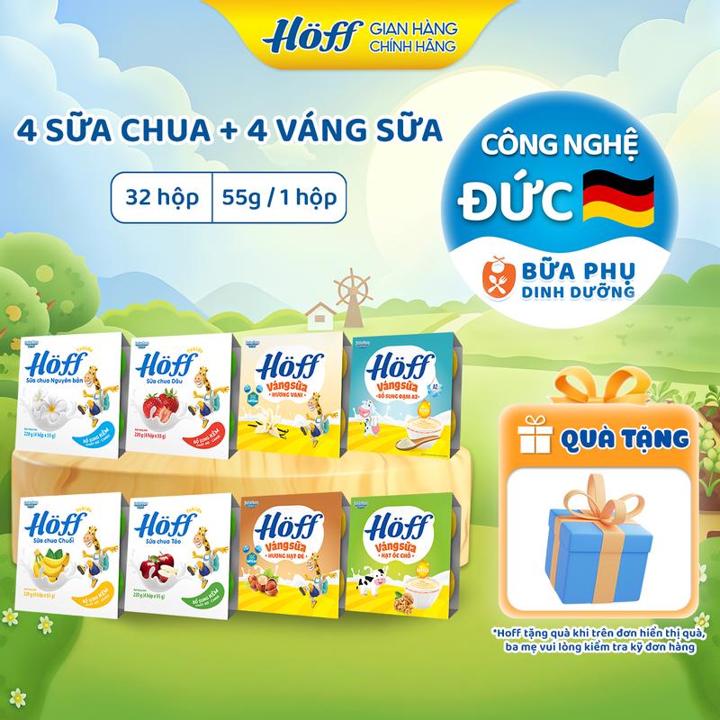   1  Combo mix vị 4 váng sữa + 4 sữa chua Hoff hỗ trợ cải thiện hệ tiêu hóa hỗ trợ phát triển trí não và sức đề kháng  8 lốc - 32 hộp  