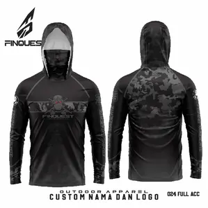FINQUEST Jersey Kaos Mancing Black grey camou full Buff dan hoodie bisa custom nama