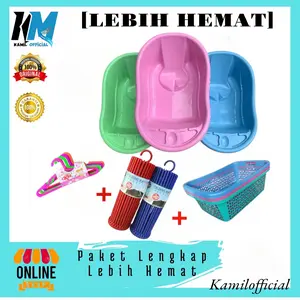 [PROMO] SATU SET PERLENGKAPAN MANDI BAYI. BAK MANDI BAYI+KETANJANG PAKAIAN+POLDING/HANGER 30STIK+GANTUNGAN DORAMINI