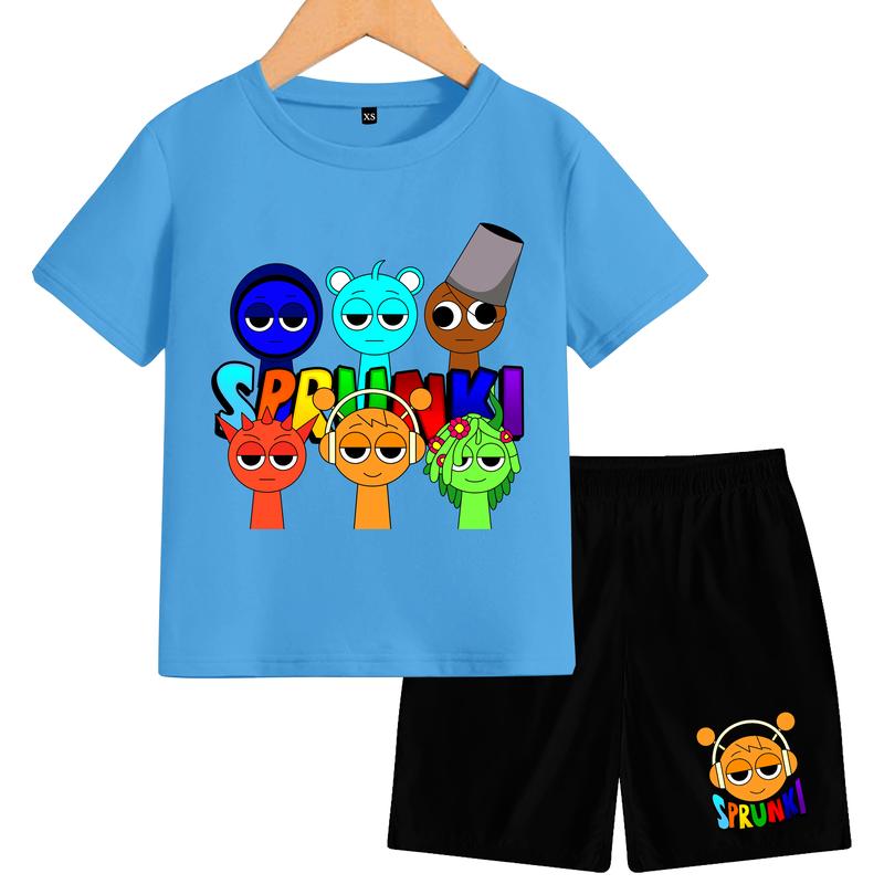 Setelan  Anak-Anak sprunki 6 friends lengan pendek bahan katun Fashion  Pakaian 5