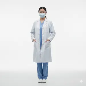 Jas Lab Praktek Baju Laboratorium Pakaian Dokter Lengan Panjang Pria Wanita Katun Kerja Pendek jas  putih  kedokteran