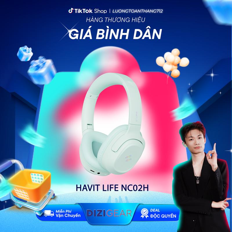 [Deal Độc Quyền KOC Lương Toàn Thắng] Headphone Bluetooth HAVIT LIFE NC02H, BT 5.4, ANC -30dB, Driver 40mm, App Điều Chỉnh, Nghe Đến 50H - Hàng Chính Hãng