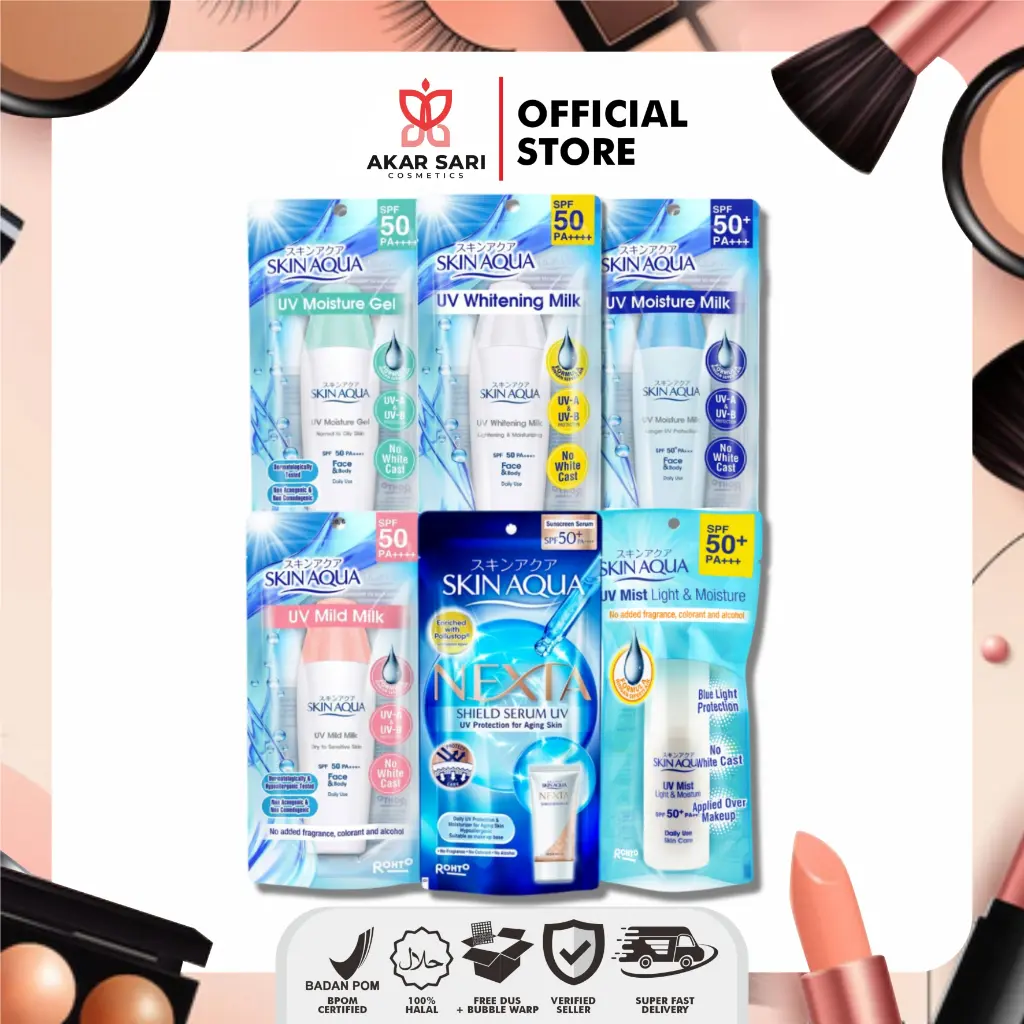 SKIN AQUA UV Sunscreen SPF 50+ PA++++ - UV Whitening Milk | UV Moisture Milk | UV Moisture Gel | UV Mild Milk | UV Mist Light & Moisture | Nexta Shield Serum Uv
