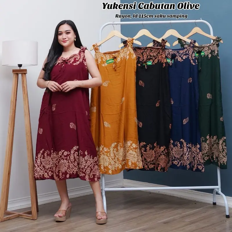Daster Yukensi 3 PCS USAHA Paket Motif Nyaman Rayon Panjang Wanita Busui Batik Pendek Kancing Katun Tidur Ibu Bumil Bahan Rayon Santung Adem untuk Berbagai Aktivitas di Rumah 7