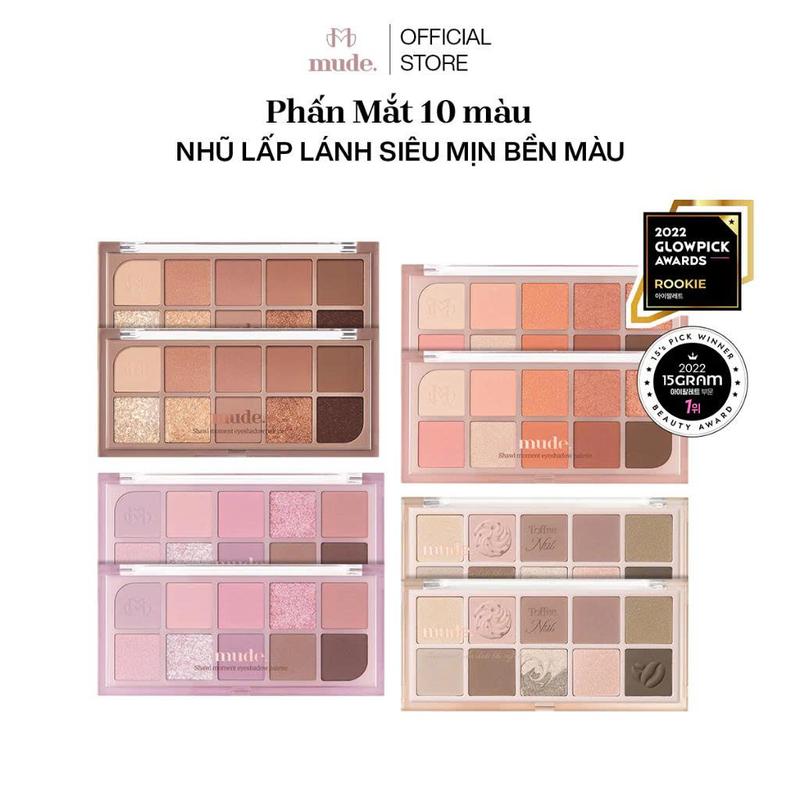 Bảng phấn mắt mude 10 màu nhũ lấp lánh siêu mịn, chuẩn sắc lâu trôi mude Shawl Moment Eyeshadow Palette (110g)