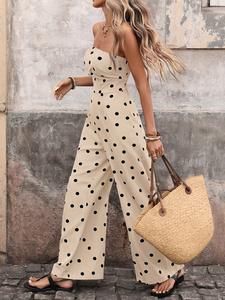 Mono de una pieza para mujer con top halter y lunares, estilo francés vintage, efecto estilizador, moda casual de verano