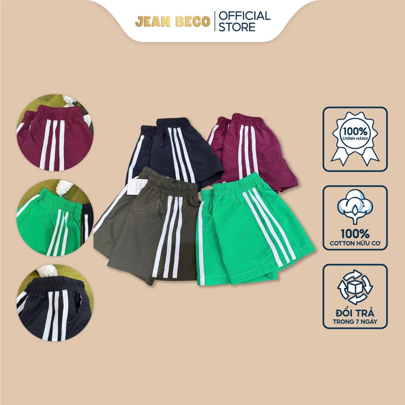  Quần short gió kẻ sọc JEANBECO quần short ngắn sọc kẻ 2 bên unisex thể thao cho bé trai và bé gái 8-38kg QXG-04 