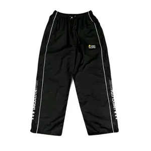 Celana Panjang Olahraga Nylon Baggy Taracpants Loos Hitam Sport dengan Logo Garisan Putih