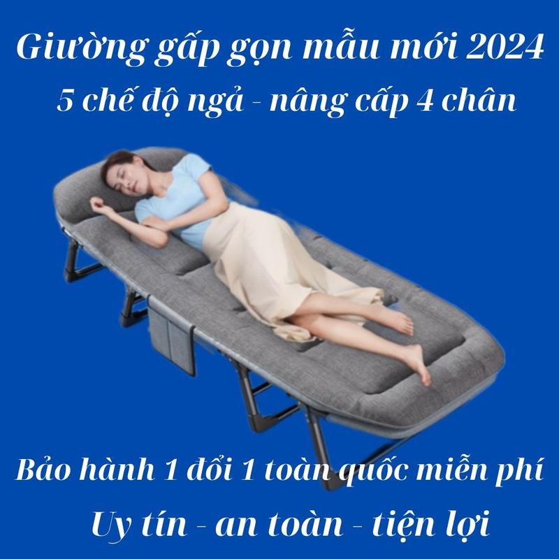 Giường gấp gọn văn phòng, giường xếp gấp gọn mẫu mới 2024 chịu tải trọng 180 Kg