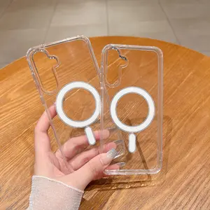 Live !!! Case Magsafe Magnetic wireless Charging Phone Case Kompatibel for S4msung A37 A57 A05 A05S A06 4G 5G A07 A14 A15 A17 A16 M16 A24 A25 A26 5G A34 A35 A36 5G A54 A55 A56 5G Magnetic Clear Magsafe CM-01