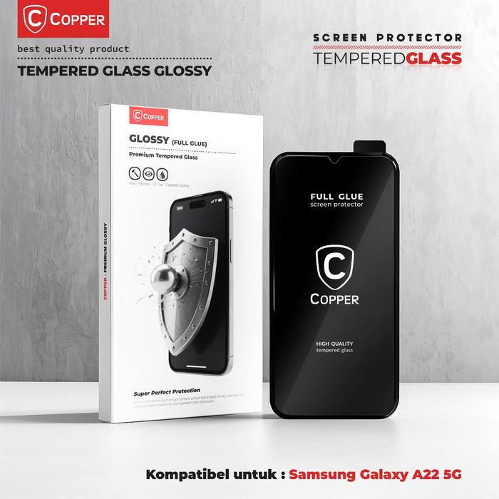 Gambar COPPER - Kompatibel untuk Samsung A22 5G - Tempered Glass FULL GLUE PREMIUM GLOSSY dari Copper Official Balikpapan Kota Balikpapan Tokopedia