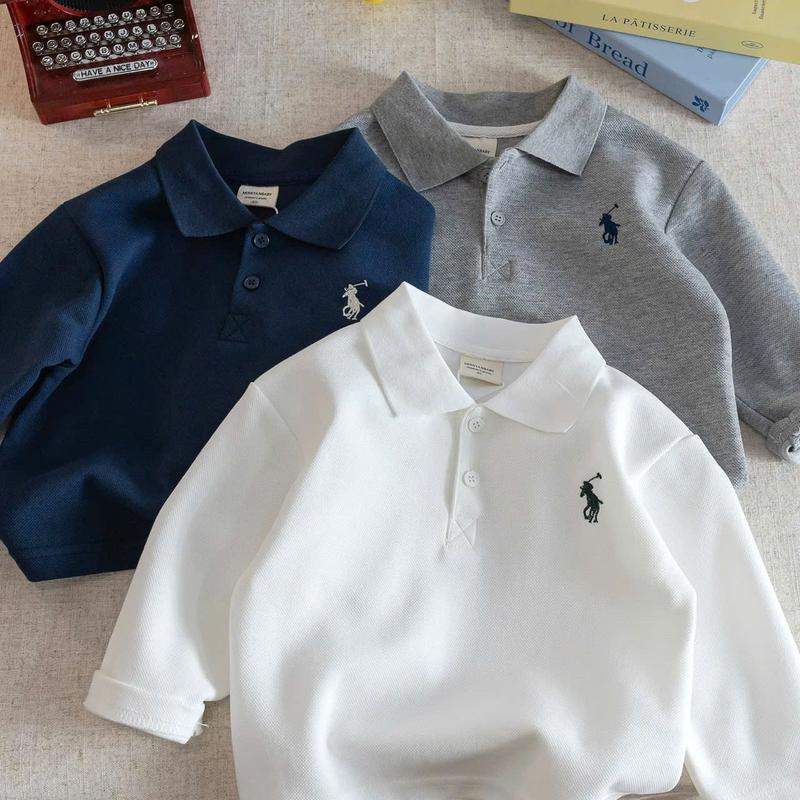  Áo polo dài tay cho bé trai và bé gái áo polo thêu hình dễ thương nhiều màu phong cách vintage_ T82 