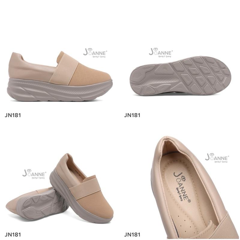 JOANNE Closed Toe Wedges Shoes Sepatu Wanita #JN181 Black Casual 4