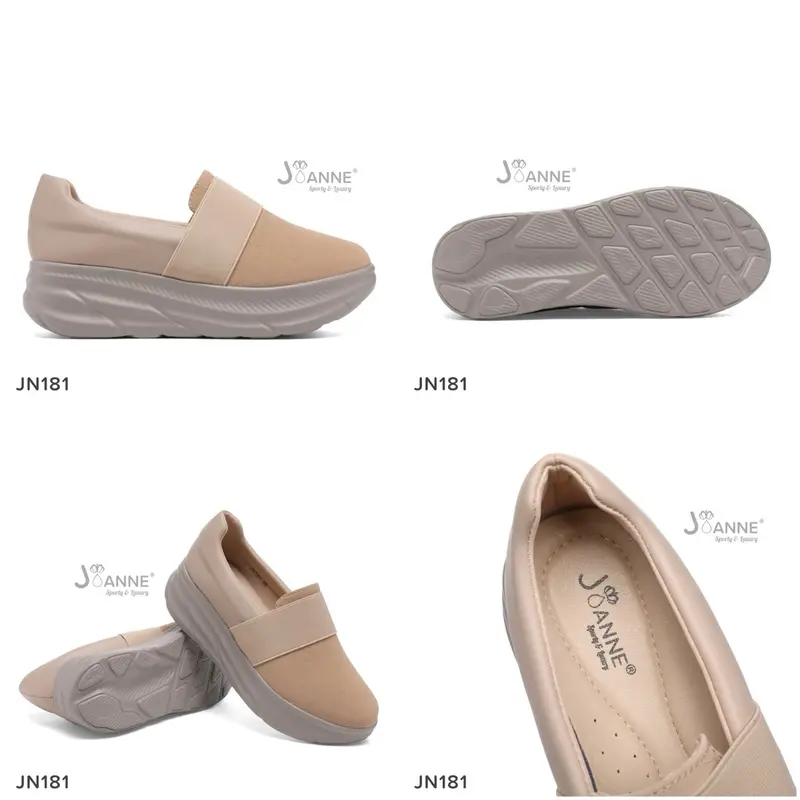 JOANNE Closed Toe Wedges Shoes Sepatu Wanita #JN181 Black Casual 3
