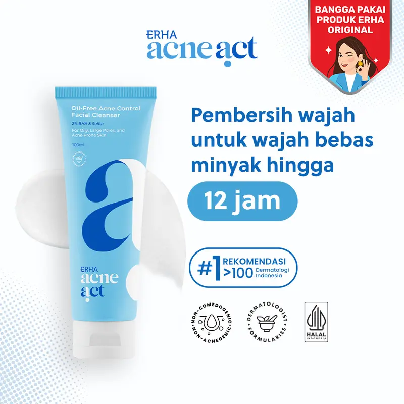 ERHA AcneAct Oil-Free & Acne Control Cleanser - Sabun Wajah Jerawat Berminyak 1
